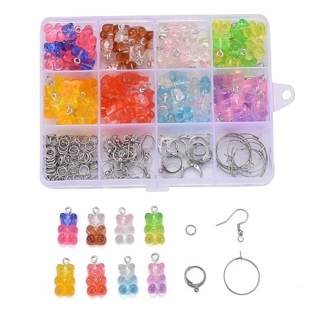 DIY 40Pairs Bear Transparent Resin Earrings Kits DIY-LS0001-02-1