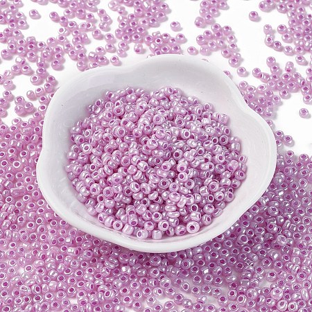DIY Craft Beads 6/0 Ceylon Round Glass Seed Beads X-SEED-A011-4mm-155-1