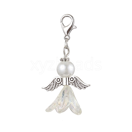 Wedding Season Angel Glass Pearl & Acrylic Pendant Decorations HJEW-JM01921-1