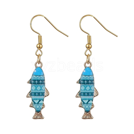 Light Gold Alloy Enamel Dangle Earrings EJEW-JE05607-04-1