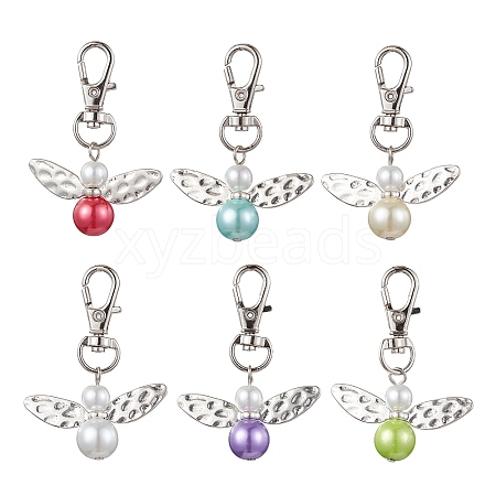 5Pcs 5 Colors Fairy Shape Glass Pendant Decorations HJEW-JM01812-S-1