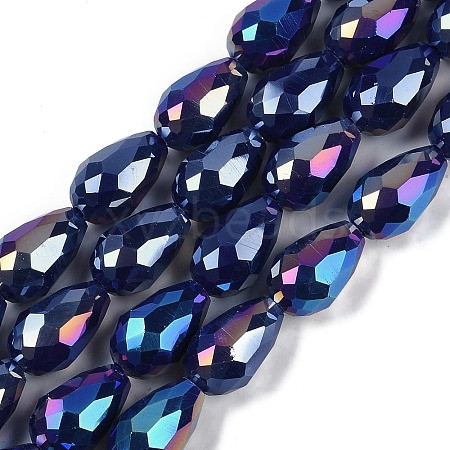 Opaque Solid Color Electroplate Glass Beads Strands X-EGLA-N013-P6mm-B03-1