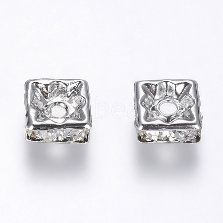 Brass Rhinestone Spacer Beads RB-A013-6x6-01P-NF-1