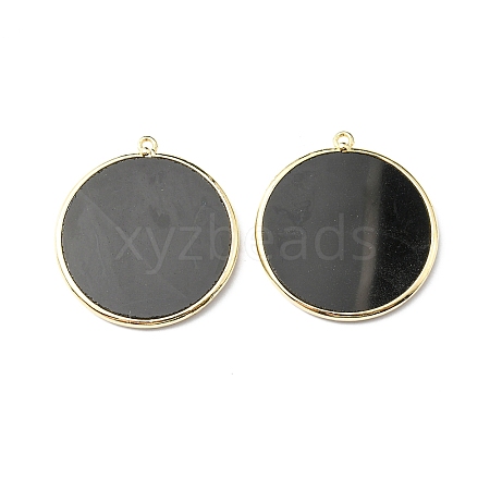 Natural Black Agate Pendants G-E526-10O-1