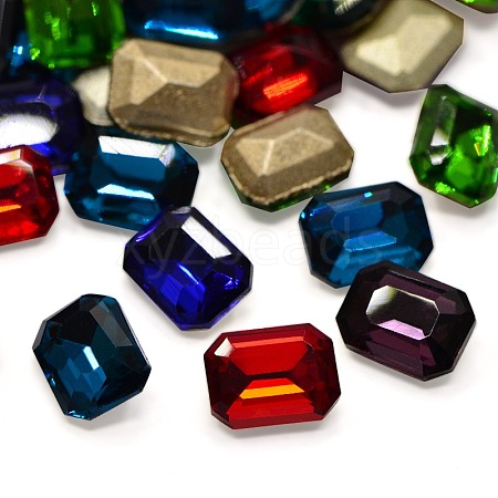 Faceted Rectangle Glass Pointed Back Rhinestone Cabochons RGLA-A017-6x8mm-SM-1