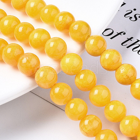 Natural Dyed Yellow Jade Gemstone Bead Strands X-G-R271-8mm-Y07-1