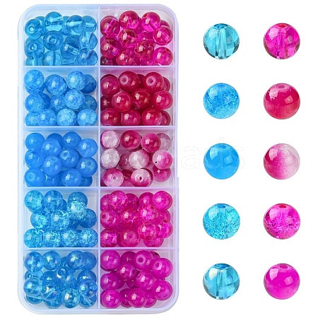 10 Colors Crackle & Baking Paint & Imitation Jade Glass Beads DGLA-YW0001-24A-1