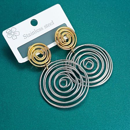 304 Stainless Steel Stud Dangle Earrings WG61484-03-1