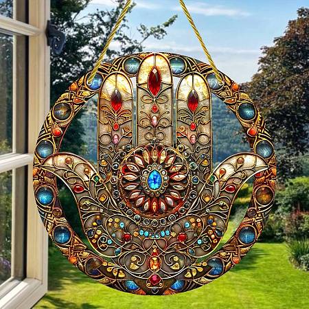 Hamsa Hand Acrylic Window Hanging Ornaments PW-WG1EC31-01-1