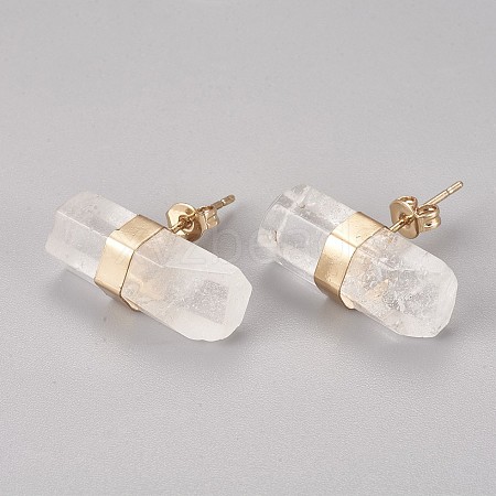 Natural Quartz Crystal Stud Earrings EJEW-I212-F-02G-1
