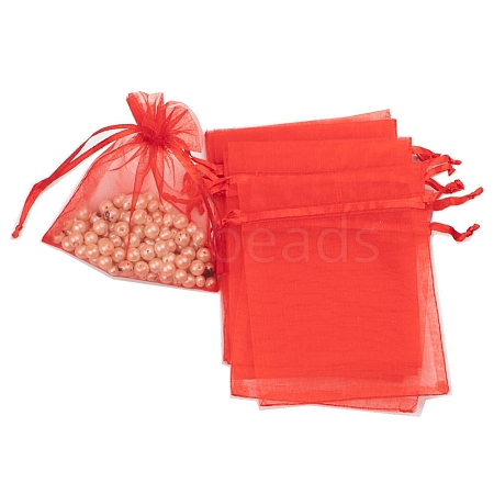 100Pcs Rectangle Organza DIY Craft Drawstring Bags PW-WG69155-02-1