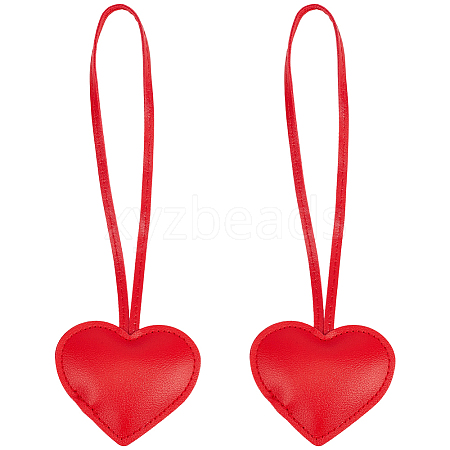 PU Leather Heart Pendant Decorations HJEW-CL0001-12A-1