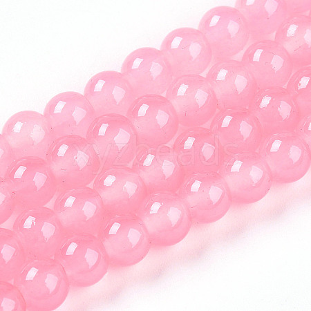 Baking Painted Imitation Jade Glass Round Bead Strands DGLA-Q021-6mm-03-1