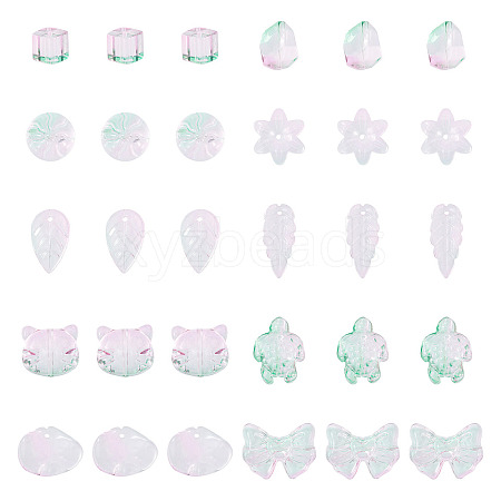64Pcs Gradient Color Transparent Glass Beads GLAA-TA0003-48E-1