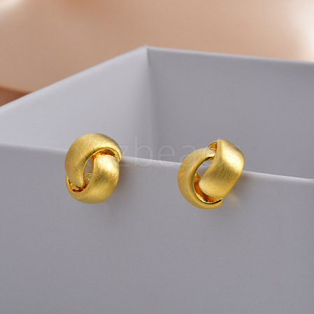 Cross Drawbench Brass Half Hoop Stud Earrings for Women EJEW-G391-11G-1