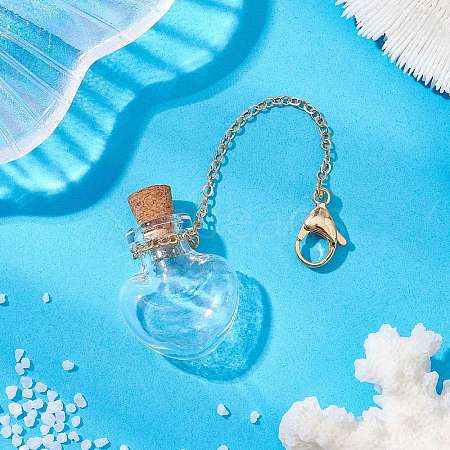 Empty Glass Wishing Bottle Pendant Decorations HJEW-JM02662-04-1