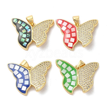 Brass Micro Pave Cubic Zirconia Pendants KK-K385-049G-1