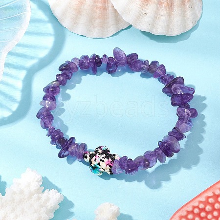 Natural Amethyst Chips Beads Stretch Bracelets BJEW-JB11245-02-1