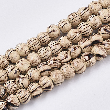 Dyed Natural Wooden Beads Strands X-WOOD-T025-006-LF-1