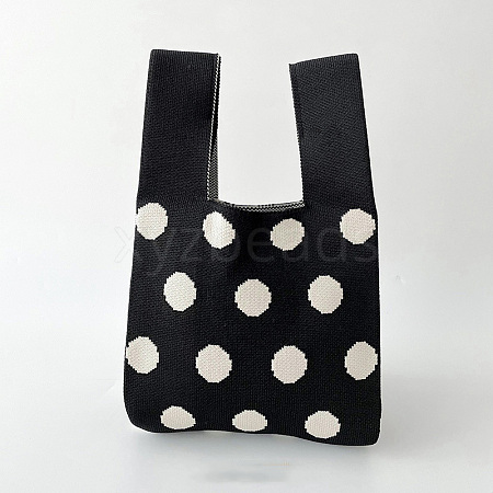 Polyester Polka Dot Knitted Tote Bags PW-WG44981-07-1