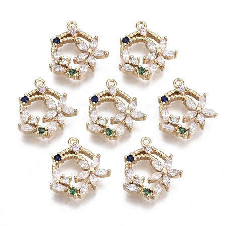 Brass Micro Pave Cubic Zirconia Charms KK-R111-055-1