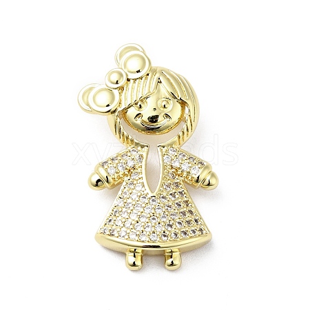 Rack Plating Brass Micro Pave Clear Cubic Zirconia Pendants ZIRC-I059-08G-1