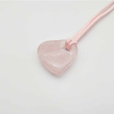 Heart Natural Rose Quartz Pendant Necklaces for Women ZL1297-2-1