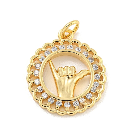 Brass Micro Pave Clear Cubic Zirconia Pendants LS-KK-U007-01G-08-1