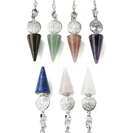 Natural Mixed Stone Cone Dowsing Pendulum Big Pendants G-C114-02P-1