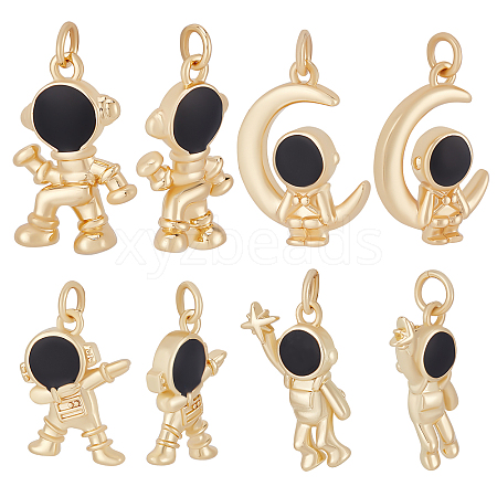 Beebeecraft 8Pcs 4 Style Astronaut Brass Enamel Pendants KK-BBC0004-02-1