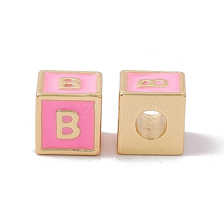 Rack Plating Brass Enamel Beads KK-B060-04G-05B-1