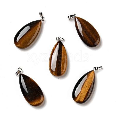 Natural Tiger Eye Pendants G-P474-01P-12-1