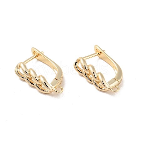 Twisted Chain Shape Rack Plating Brass Hoop Earring Findings with Latch Back Closure KK-D083-06G-1