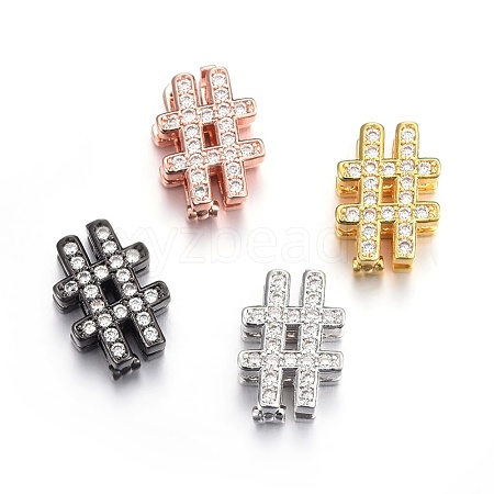 Brass Micro Pave Cubic Zirconia Slide Charms ZIRC-G147-21-NR-1