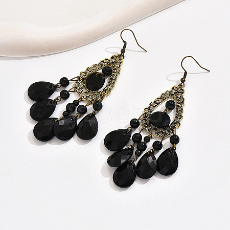 Fashionable Vintage Floral Tassel Teardrop Earrings for Women ZG4807-1