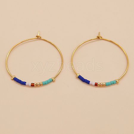 Glass Seed Beaded Hoop Earrings XS8443-11-1