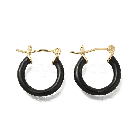 Brass Enamel Hoop Earrings for Women EJEW-M211-01LG-B-1