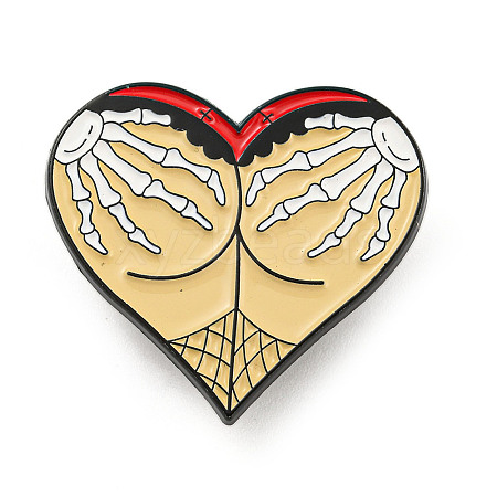 Gothic Sexy Butt Heart Shaped Enamel Pins JEWB-B016-02EB-01-1