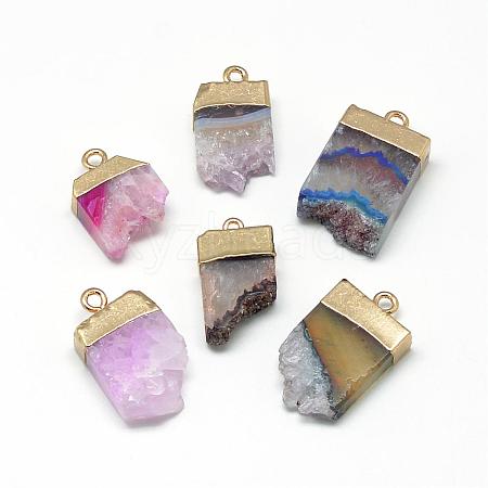 Natural Druzy Agate Pendants G-Q494-15-1