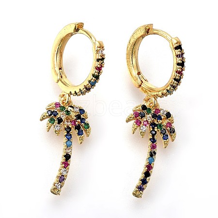 Brass Dangle Hoop Earrings EJEW-F190-10G-1