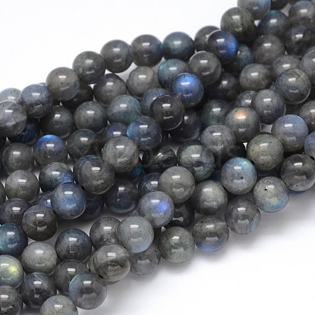 Natural Labradorite Round Bead Strands G-O087-05-8mm-1