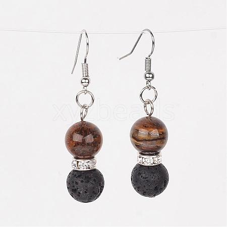 Natural Lava Rock Dangle Earrings EJEW-JE02053-03-1