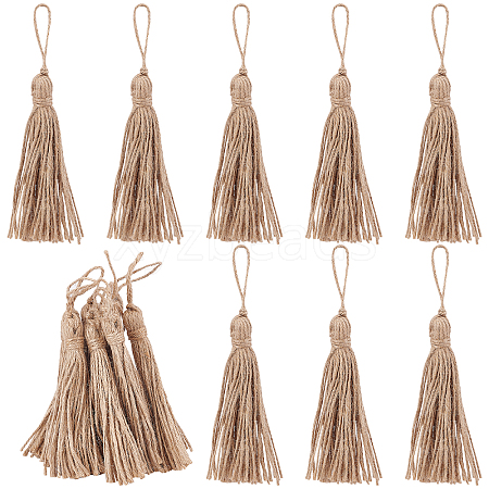 Gorgecraft 10Pcs Natural Jute Style Tassel AJEW-GF0005-11B-1