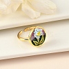 Brass Enamel Cuff Rings RJEW-K291-01G-01-2