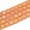 Electroplate Transparent Glass Beads Strands EGLA-N017-03C-1