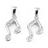 Rhodium Plated 925 Sterling Silver Micro Pave Clear Cubic Zirconia Musical Note Charms wit S925 Stamp STER-T007-30P-1