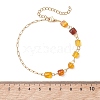 Natural Amber Beads Link Chain Bracelets BJEW-JB13644-01-2