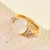 Brass Micro Pave Cubic Zirconia with Natural Quartz Crystal Cuff Open Rings RJEW-T035-01G-G-2