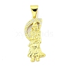 Rack Plating Brass Micro Pave Clear Cubic Zirconia Pendants KK-B091-30G-02-1