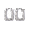 304 Stainless Steel Rectangle with Bamboo Hoop Earrings for Women EJEW-G314-09P-1